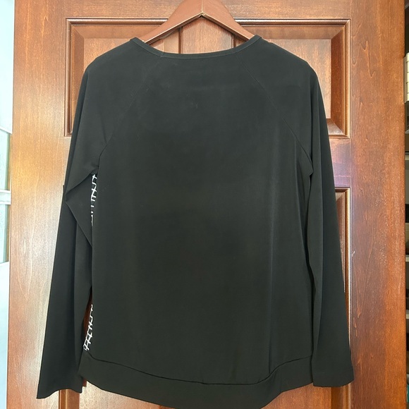 Van Heusen Black White Grid Print Raglan Sleeve Top Medium - Picture 4 of 6